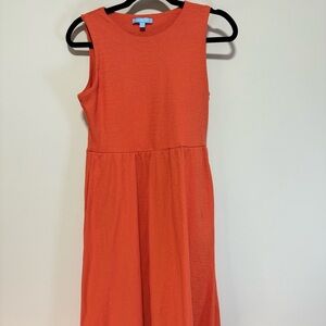 Draper James RSVP Women's Dress Size S Red Orange Wide Strap Midi Elastic Waist